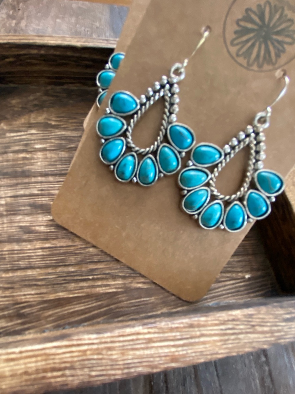 Turquoise Teardrop Statement Earrings - Women Jewelry
